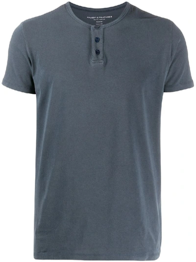Majestic Buttoned T-shirt In Blue