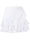 Charo Ruiz Fera Ruffled Cotton-blend Mini Skirt In White