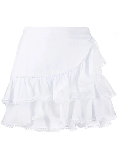 Charo Ruiz Fera Ruffled Cotton-blend Mini Skirt In White