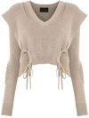 ANDREA BOGOSIAN ROXAN CROPPED LACE-UP JUMPER