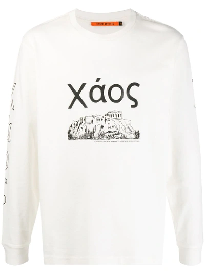Vyner Articles Xaos Print Long-sleeve T-shirt In White