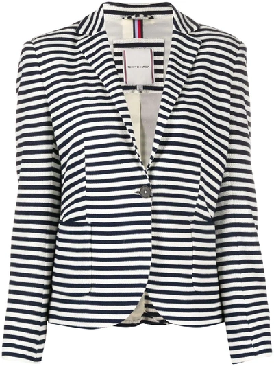 Tommy Hilfiger Striped Beehive Jacket In White And Blue