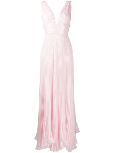 Maria Lucia Hohan Priya Pleated Metallic Gown In Pink