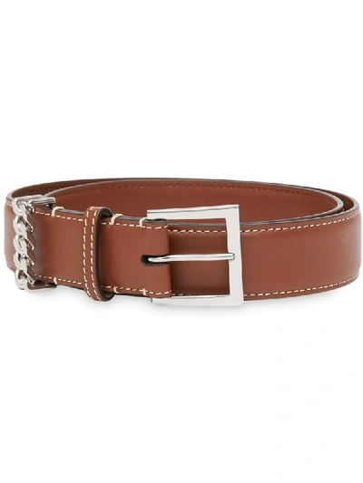 Burberry Chain Detail Leather Strap In Brown