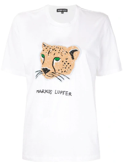 Markus Lupfer 'alex' T-shirt Mit Pailletten In White