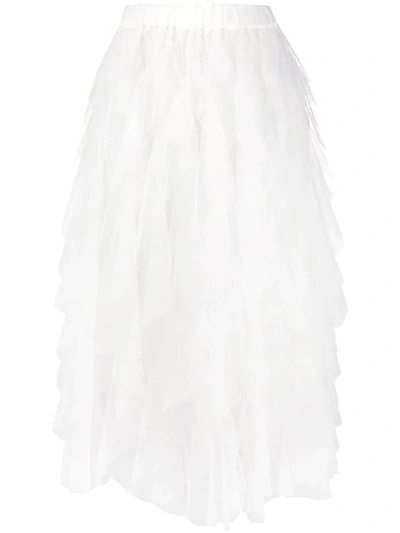 P.a.r.o.s.h Full Mesh Midi Skirt In White