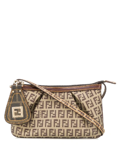 Pre-owned Fendi Ff Monogram Shoulder Bag In Neutrals