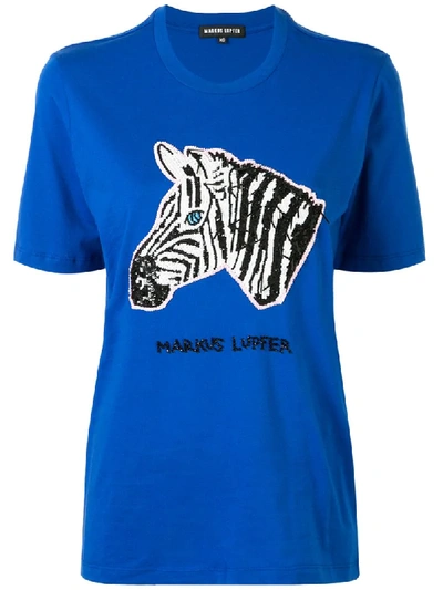 Markus Lupfer Sequin Zebra T-shirt In Blue