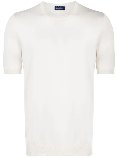 Barba Knitted Plain T-shirt In Neutrals