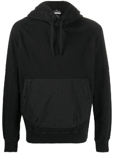 Stone Island Shadow Project Crinkled Effect Front Pocket Hoodie In Black