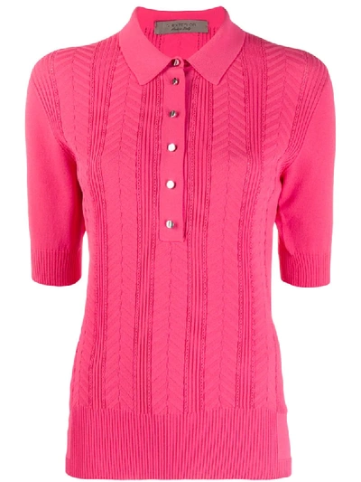 D-exterior Knitted Polo Shirt In Pink