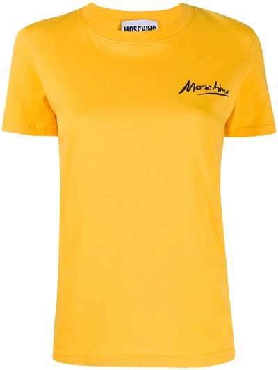 Moschino Logo Print T-shirt In Yellow