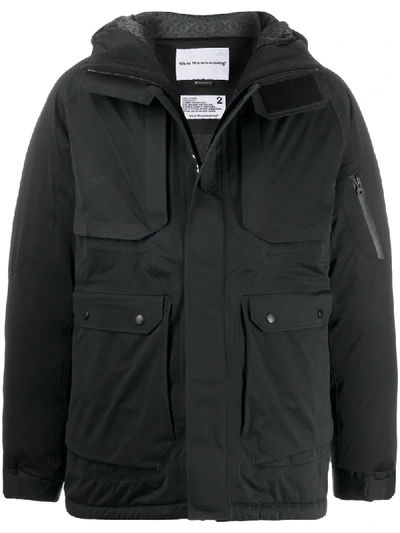 White Mountaineering Hooded Padded Jacket In Black