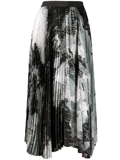 Sacai Map Print Pleated Skirt In Black