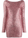 IN THE MOOD FOR LOVE MOSS SEQUINNED OPEN-BACK DRESS