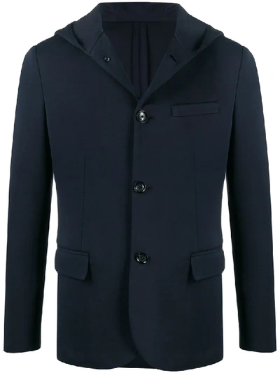 Emporio Armani Hooded Blazer In Blue