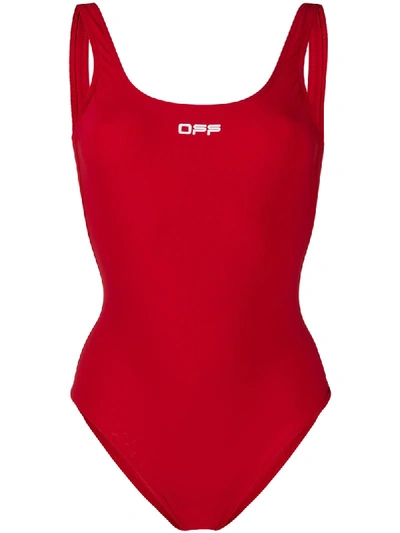 Off-white Core One-piece Swimsuit In Dark Red