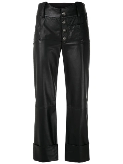 Andrea Bogosian Cropped Leather Trousers In Black