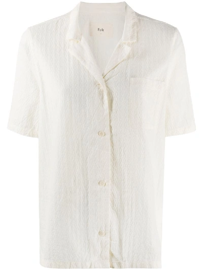 Folk Textured Short Sleeve Shirt In White