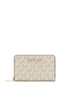 Michael Michael Kors Small Monogram Card Case In Vanilla Acorn/gold