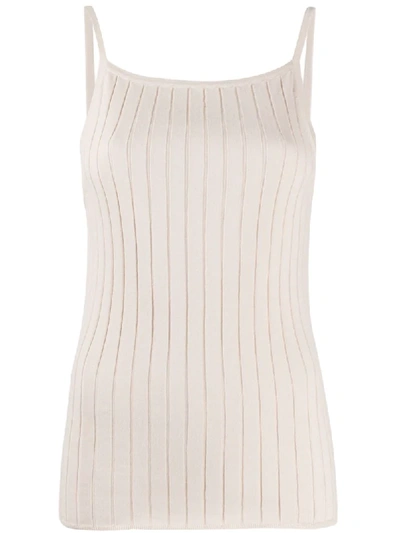 Sunspel Ribbed Square Waistcoat Top In Neutrals