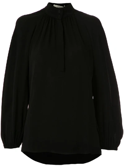 Egrey Ruched Detail Silk Blouse In Black