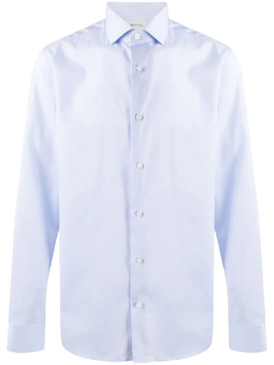 Z Zegna Long Sleeve Relaxed Fit Shirt In Blue
