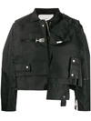 Heliot Emil Cropped Asymmetric Bomber Jacket In Black