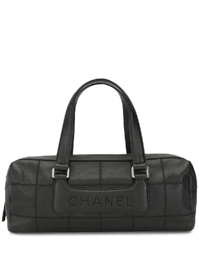 Pre-owned Chanel Choco Bar Top Handle Bag In Black