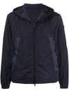 Moncler Scie Nylon Hooded Windbreaker In Blue