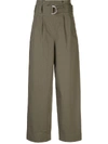 GANNI D-RING BELTED TROUSERS