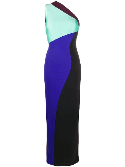 Fausto Puglisi Long One Shoulder Stretch Dress In Multicolore