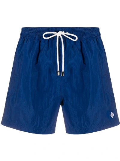 Borrelli Drawstring Embroidered Logo Swim Shorts In Blue