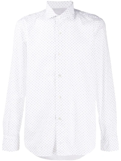 Eleventy Long Sleeve Spotted Print Shirt In White