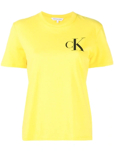 Calvin Klein Jeans Est.1978 Logo Crew-neck T-shirt In Yellow