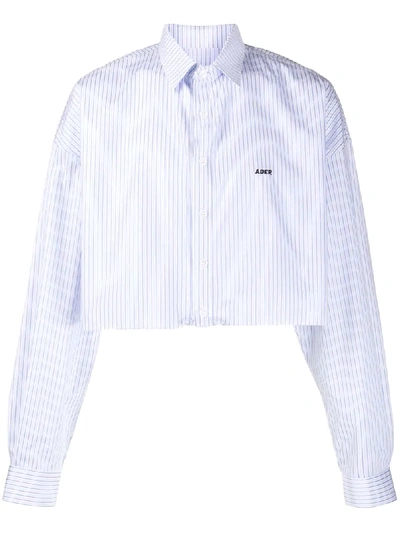 Ader Error Striped-print Cropped Shirt In White