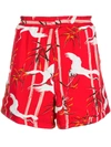 Buscemi Bamboo Print Swim Shorts In Red