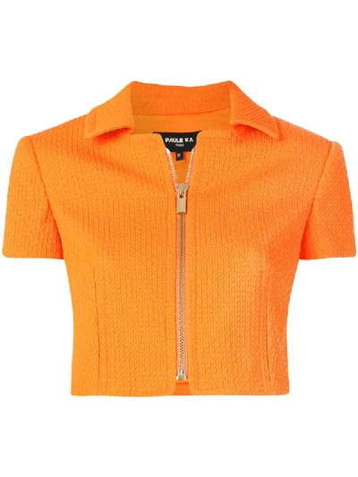 Paule Ka Cropped Zip-up Jacket In Orange