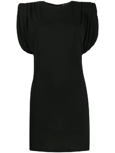 Versace Structured-shoulder Fitted Mini-dress In Black