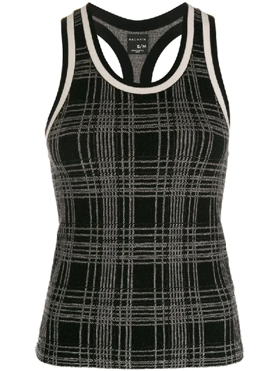 Nagnata Knitted Check Tank Top In Black