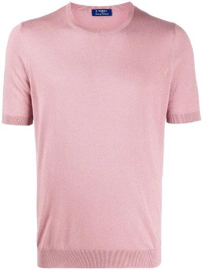 Barba Knitted Plain T-shirt In Pink