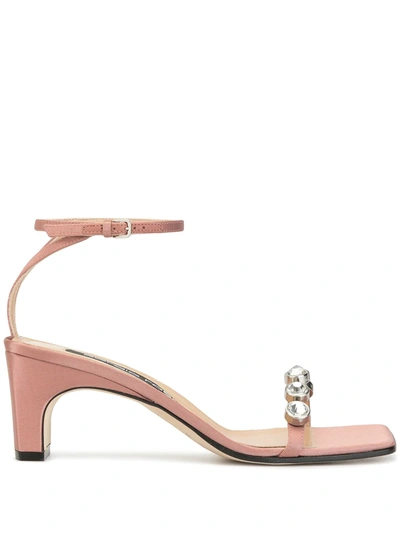 Sergio Rossi Sr1 Crystal Sandals In Pastel Pink