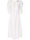 Luisa Beccaria V-neck Midi Dress In White
