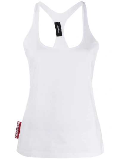 Dsquared2 Logo Tag Tank Top In White