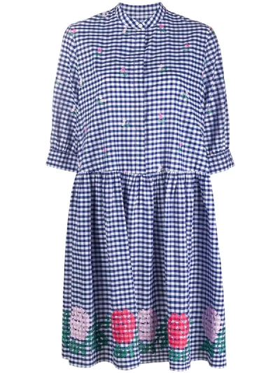 Weekend Max Mara Embroidered Smock Dress In Blue