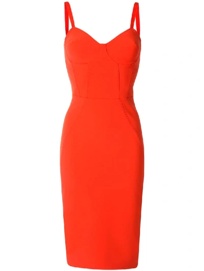 Elisabetta Franchi Bustier-top Fitted Midi Dress In Red