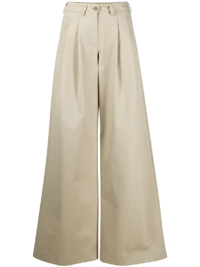 Jejia High-waisted Wide Leg Trousers In Neutrals