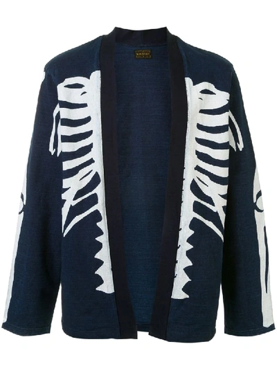 Kapital Skeleton Print Cardigan In Blue