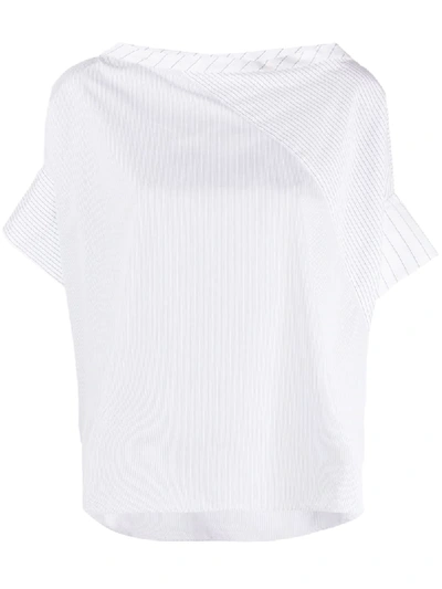 Roberto Collina Striped Shortsleeved Shirt In White