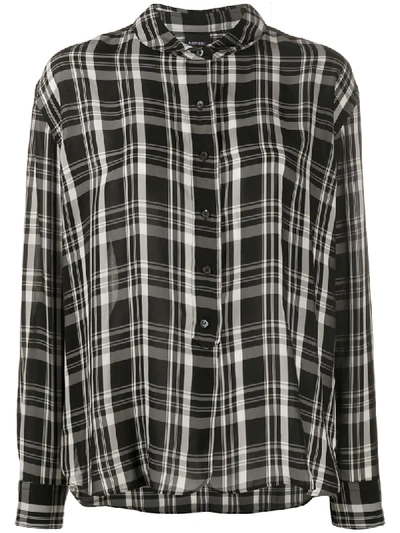 Aspesi Checkered Long Sleeve Shirt In Black